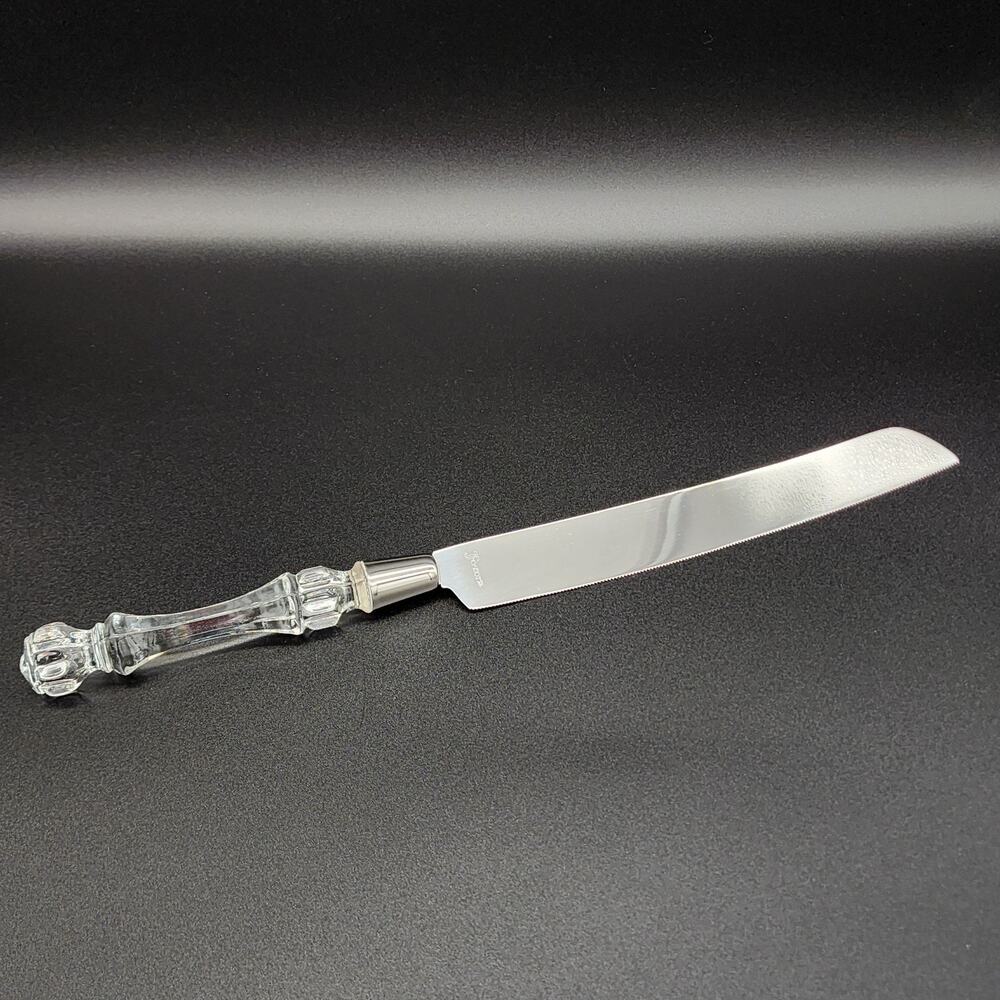 Fostoria Heritage Lead Crystal Knife Glass & Stainless Cake Wedding Vintage